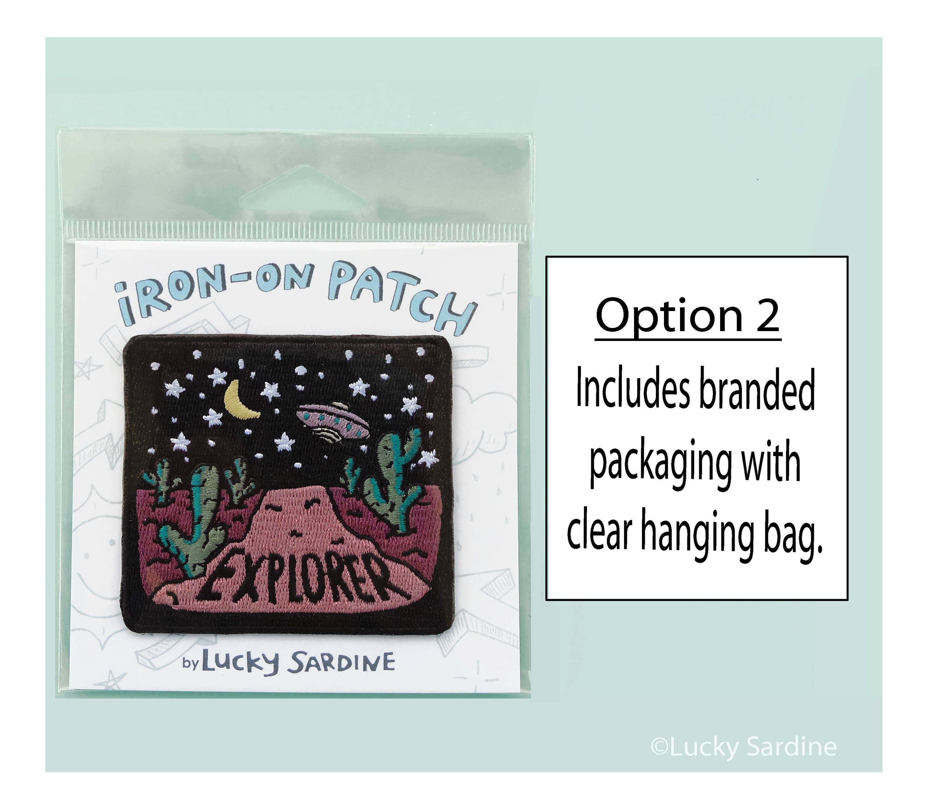 Lucky Sardine - Vendita all'ingrosso Toppe - Toppa termoadesiva ricamata Desert Night UFO, Stars Explorer1