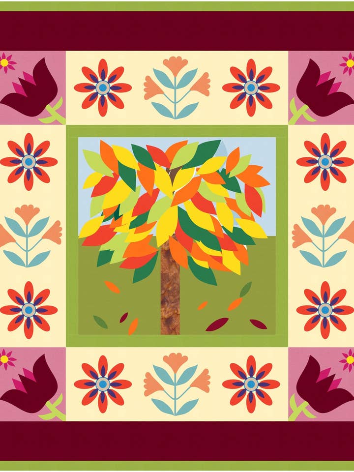 Tree of Life Quilt Pattern, Modern Appliqué Wall Hanging for wholesale by HBL Designs/Handwoven By Leah