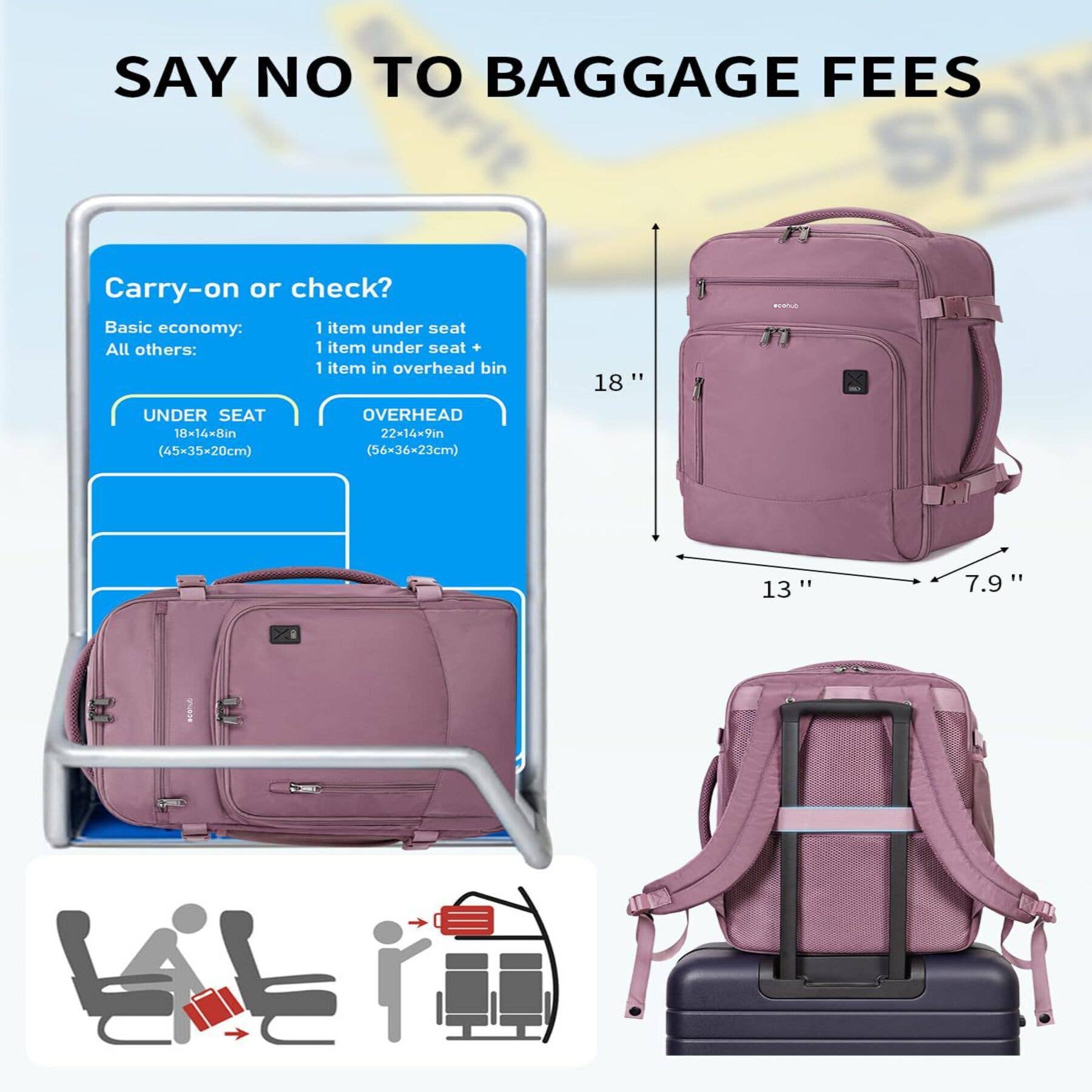 wandf - Wholesale Backpack – Unisex - ECOHUB 30L Flight-Approved Backpack USB Charging Port Bags28