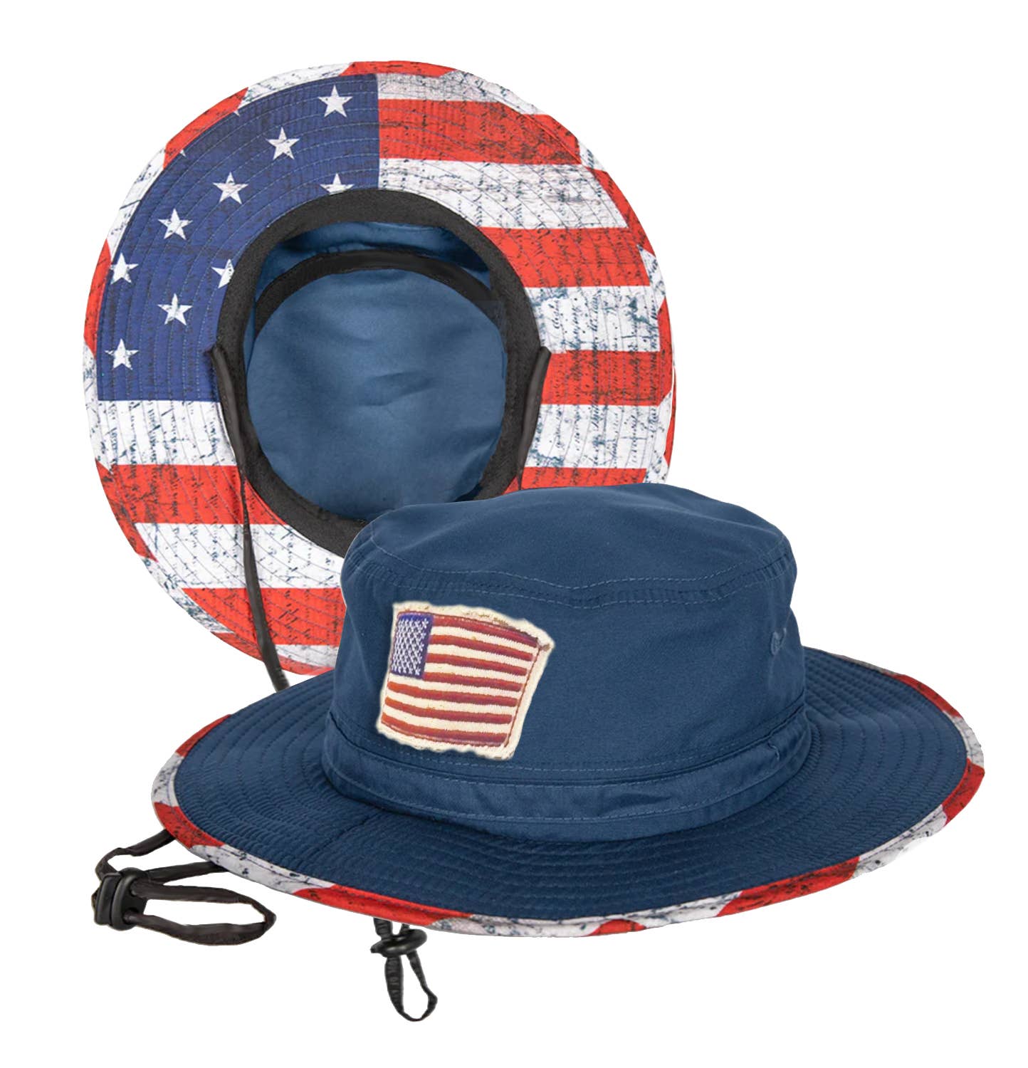 Novelty Closeout - Wholesale Bucket Hat - Unisex - Boonie Hat USA America Patch Assortment - 6/Pack