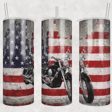 Bicchiere in acciaio inossidabile da 20oz - Bandiera/Motocicletta per la vendita all'ingrosso da parte di Your Custom Sports