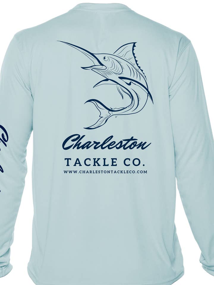 Charleston Tackle Co Chemise de pêche PFG à manches longues - Pour homme - Bleu arctique ou blanc pour la vente par Charleston Tackle Co