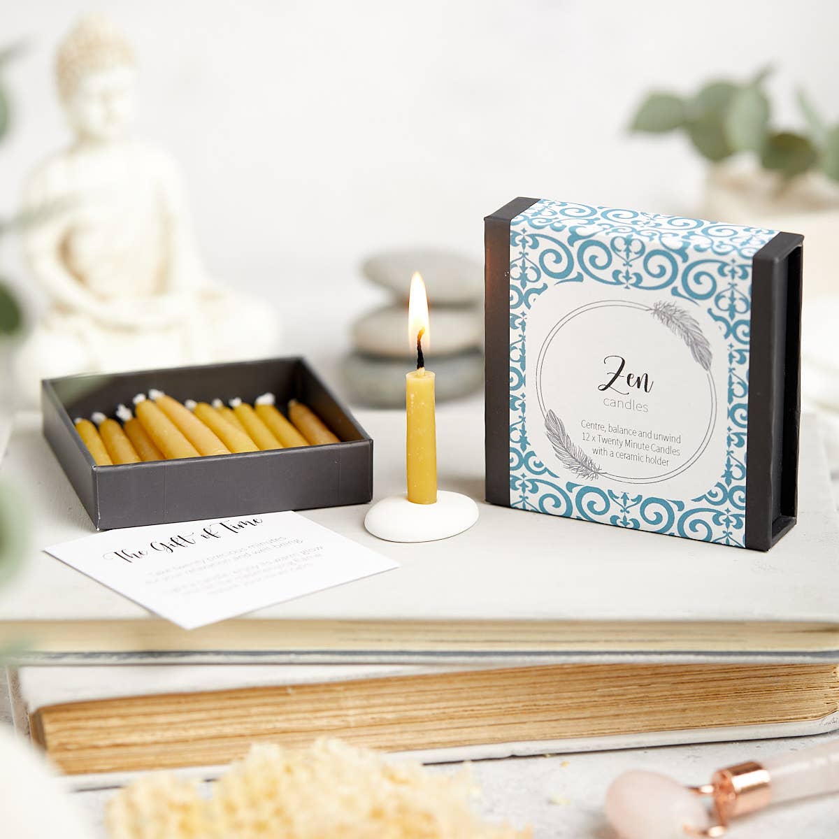 Cotton & Grey - Venta al por mayor Velas cónicas/candeleros - Paquete Mente Cuerpo Alma46