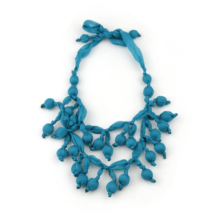 π Fabric necklace with tassels and decorative knots π for wholesale by Miss Minna