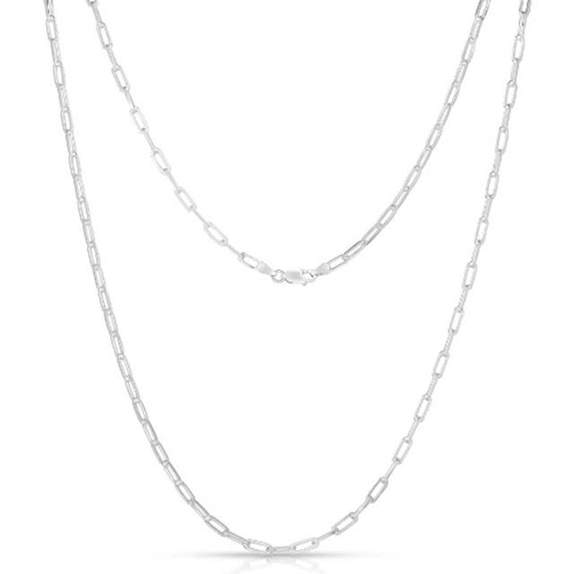 NYC Sterling - Wholesale Link & Chain Necklace - Sterling Silver Rhodium Plated 2.5MM Paperclip Link Chain