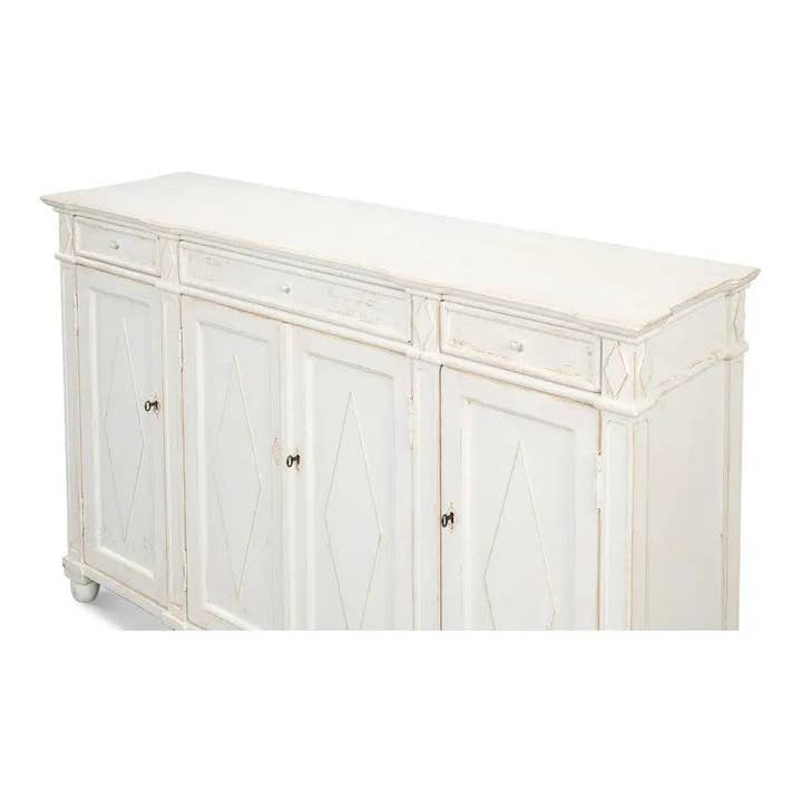 LOOMLAN - Wholesale Sideboard - Diamond Wall Sideboard Whitewash Drawers2