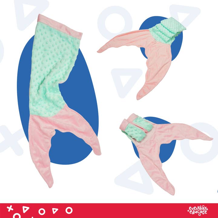 Everyday Educate - Wholesale Bedding blanket – Kids & Baby - Mermaid Tail Blanket for Girls - Aqua (With Bonus Doll Blanket Included)4