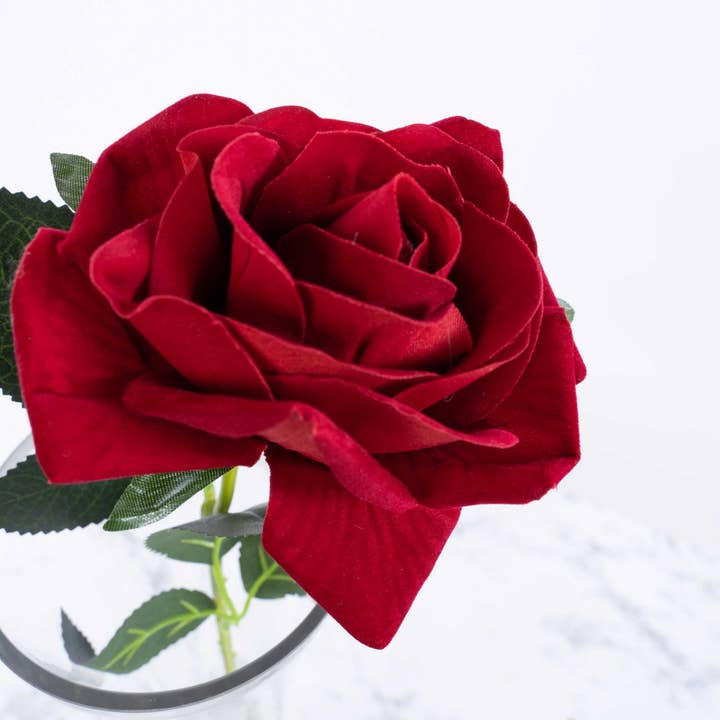 19.5 Inches Tall Faux Full Bloom Rose - Red for wholesale on Faire2