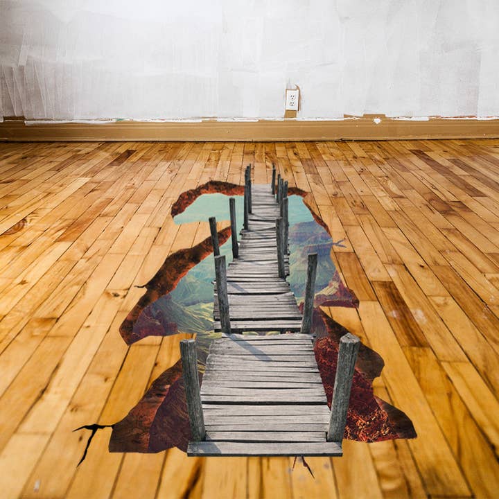 3d Space Bridge Floor Vinyl Decal - Bathroom Living Room Flooring Galaxy Decals Stick Peel Decor Stickers Decoration Kids Classroom Sticker for wholesale by Decords