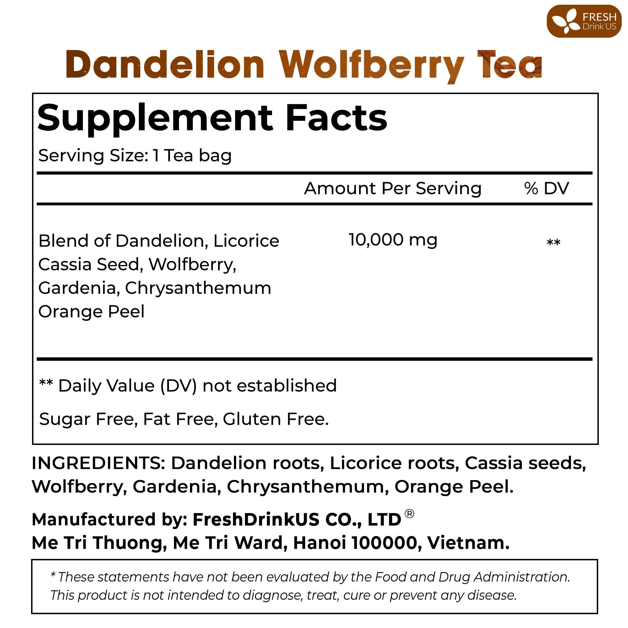 Naomi's Happy Place Shop – wholesale Health/detox tea – Dandelion Wolfberry Tea, 7 Herbal Ingredients8