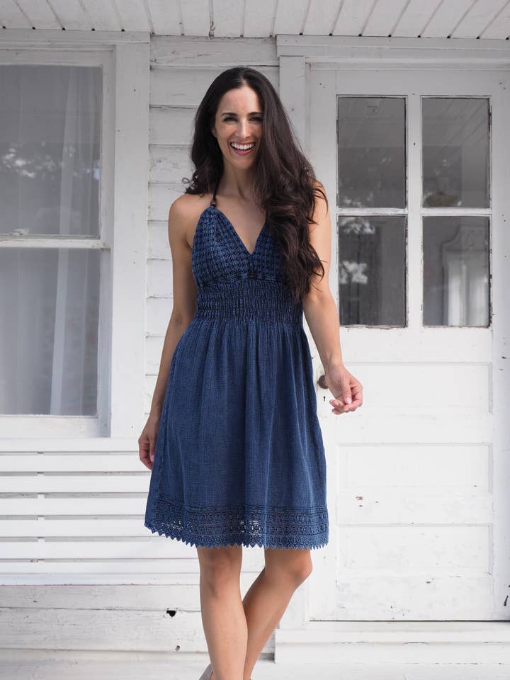 Martinique Midnight Blue Dress for wholesale by Cotton Natural