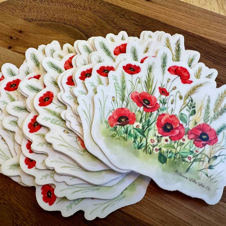 Brown Lillie - Wholesale Sticker - Red Poppy: 3" Waterproof Vinyl Sticker | August Birth Flower