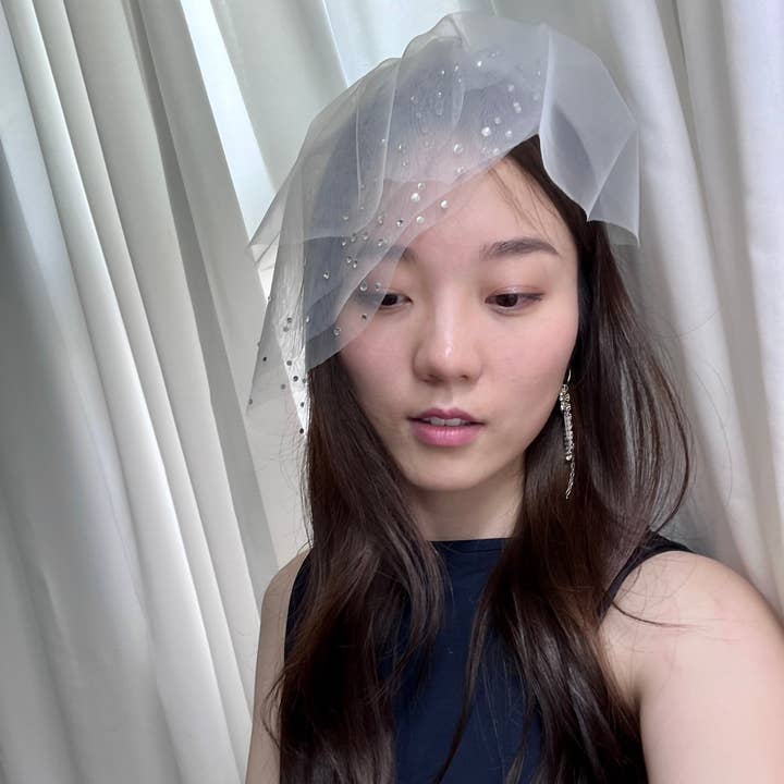 Birdcage Veil With Crystal Detail, Bridal Bird Cage Wedding Tulle Bachelorette Accessory Headpiece Short Bride Gift Weddings Accessories for wholesale by FanakoStudioNYC