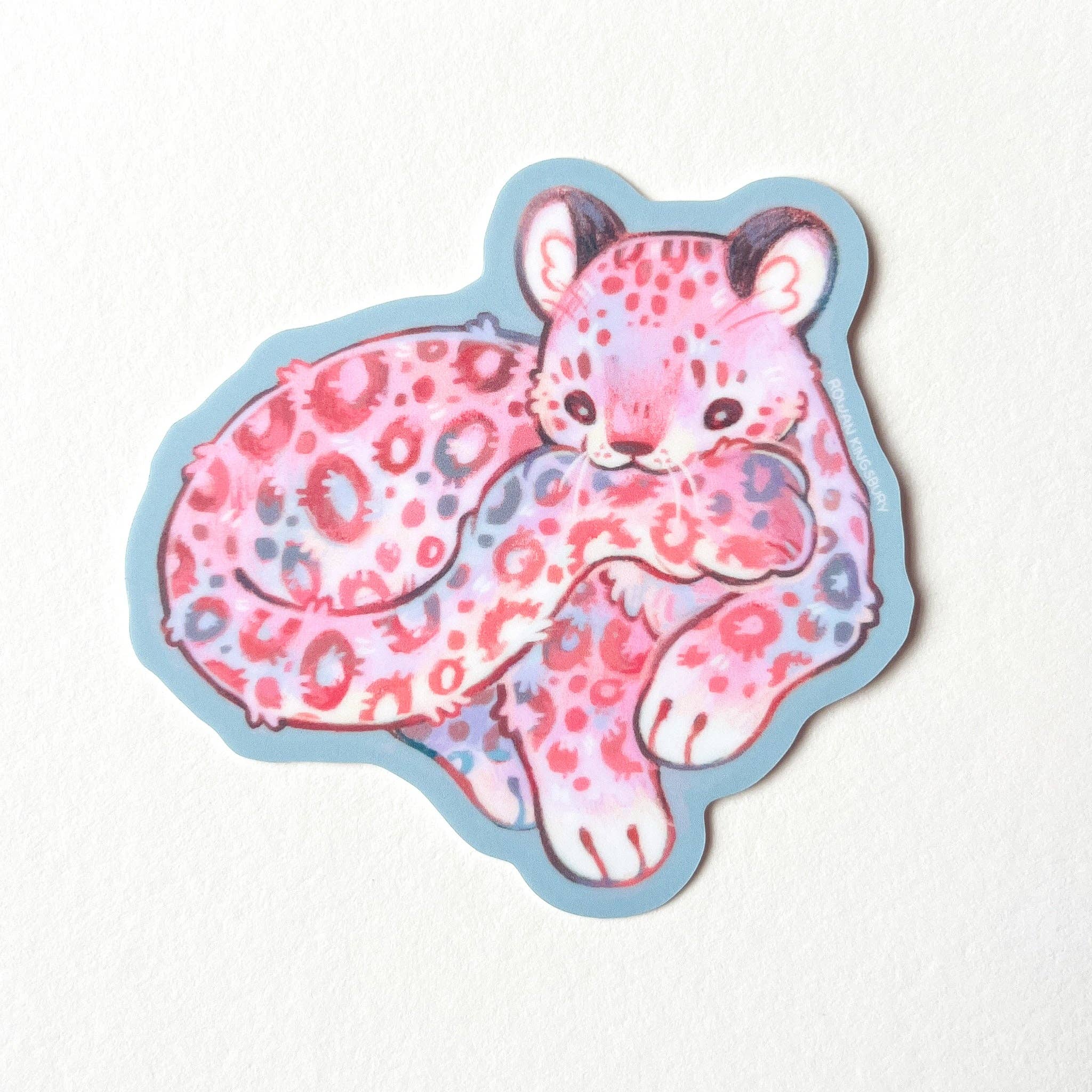 Rowan Kingsbury - Wholesale Sticker - Cuddly Snow Leopard Vinyl 3" Sticker3
