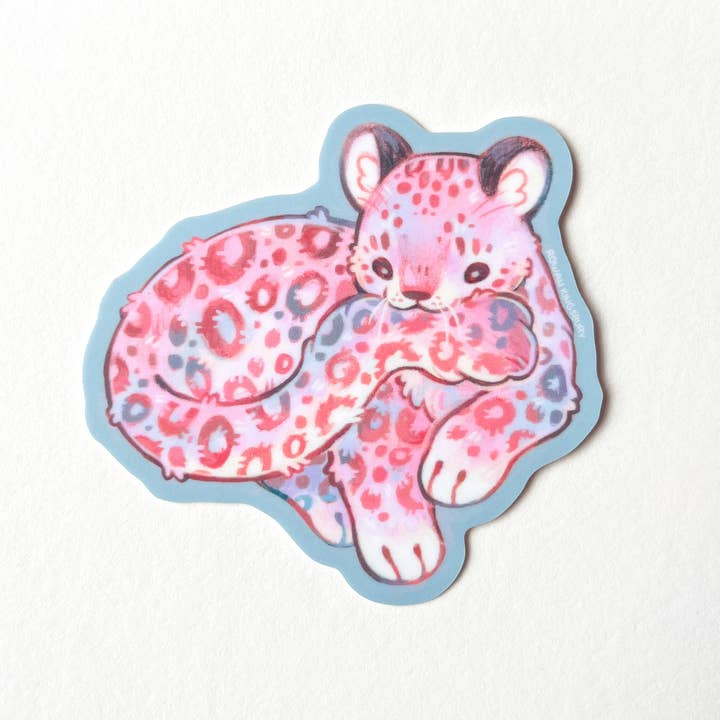 Rowan Kingsbury - Wholesale Sticker - Cuddly Snow Leopard Vinyl 3" Sticker3