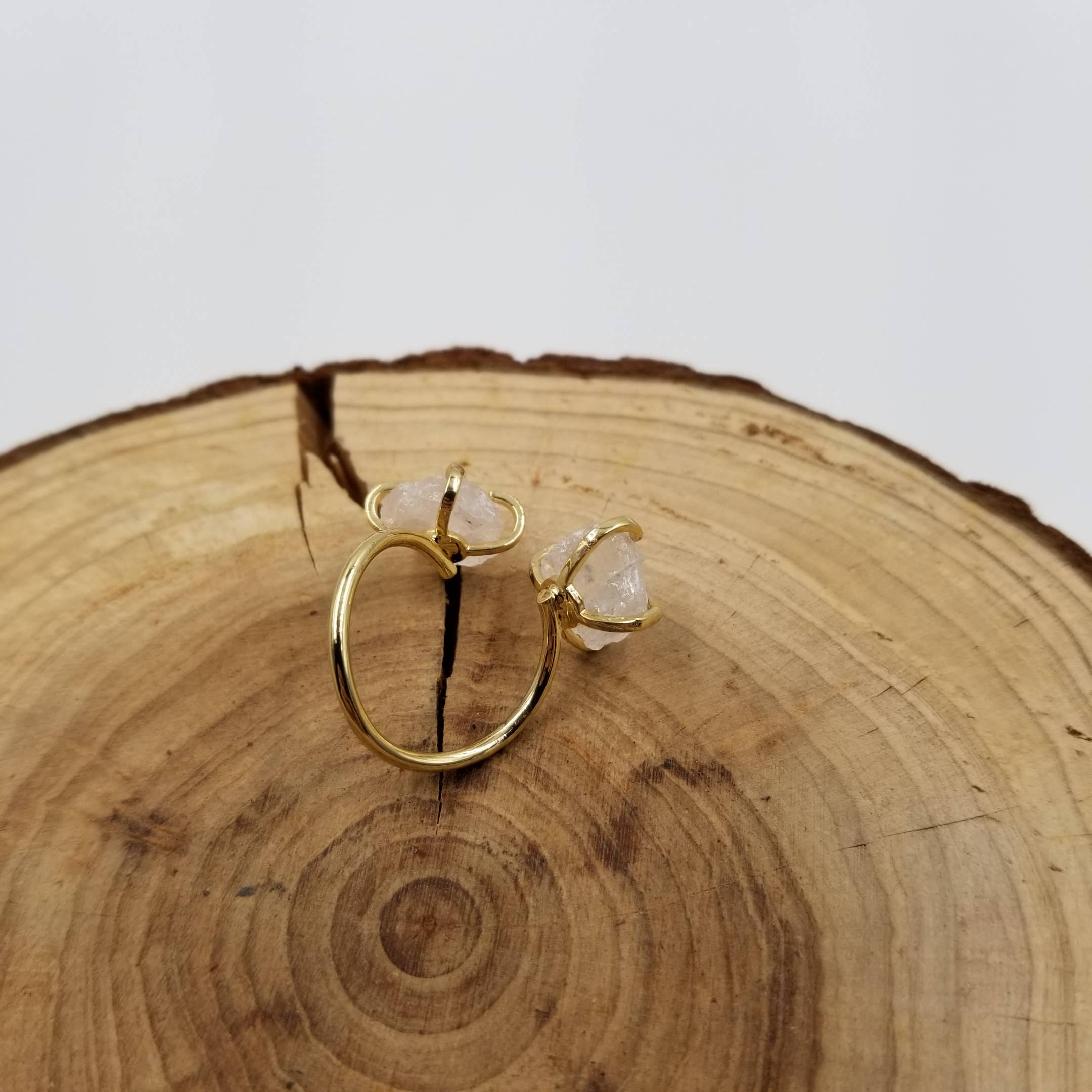 CHAKRA JEWELRY - Venta al por mayor Anillos solitarios - Anillo Ajustable de Piedra Natural Triturada Doble2