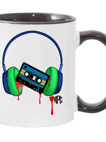 Cassette w Headphones coffee mug for wholesale by Royal Phenomenal Creations