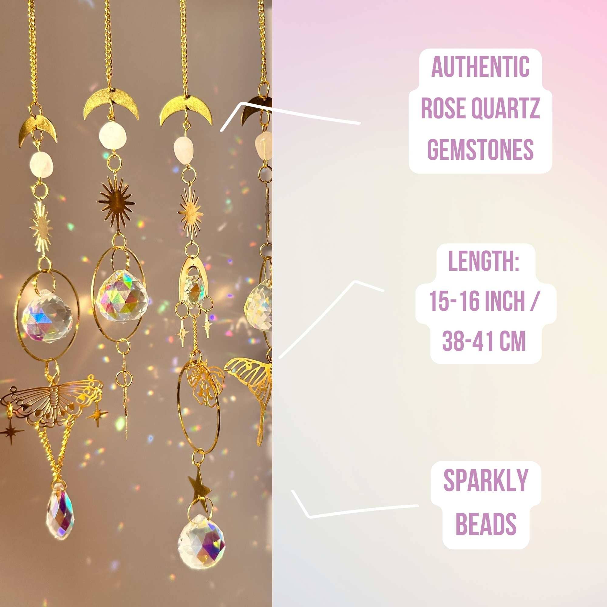 LilAryenne | Jewelry & Suncatchers - Wholesale Suncatcher - Butterfly Suncatcher with Rose Quartz - Window Decor Gift1