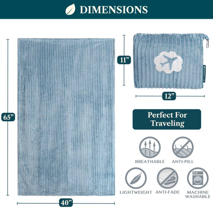 Pavilia - Wholesale Travel Blanket - Airplane Fleece Travel Blanket Pillow7