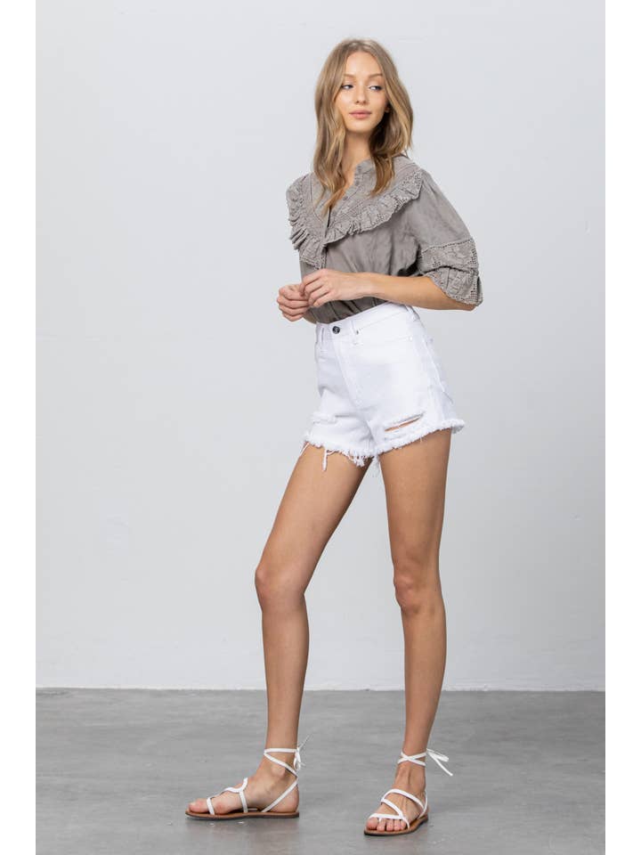 Insane Gene USA - Wholesale Shorts - Women's - High Rise Frayed Hem Distressed Denim Shorts