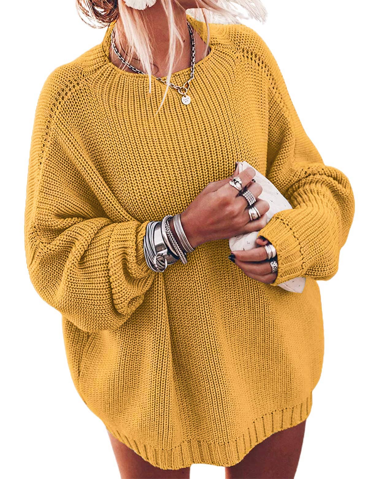 Chicto – Großhandel Strickpullover – Damen – Damen Oversized Pullover Fledermausärmel Stehkragen Jumper Oberteile19