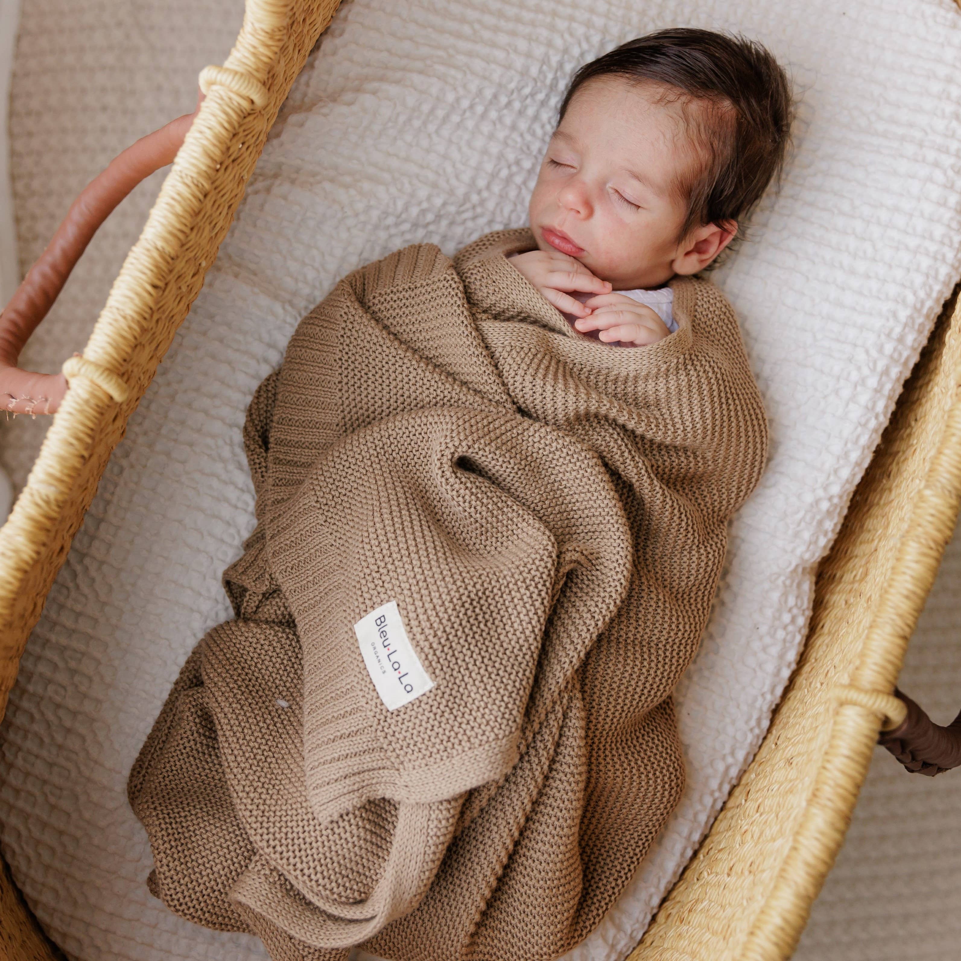 Bleu La La - Wholesale Receiving Blanket - Baby - Heritage Knit 100% Organic Cotton Swaddle Baby Blanket11