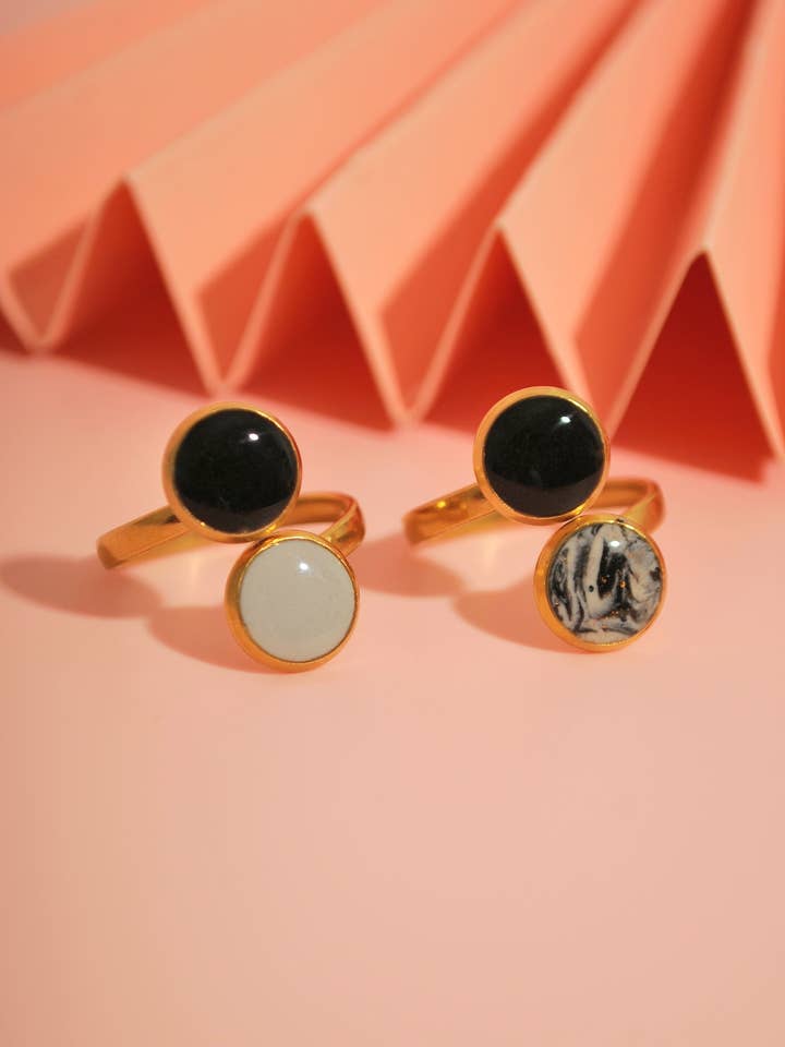 Doppelkreis anelli | Fatto a mano in acciaio inossidabile chirurgico per la vendita all'ingrosso da parte di Santøclay Handmade