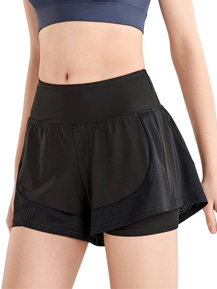 Active by Anna-Kaci - Wholesale Athletic Shorts - Women's - Quick Dry Loose Running Shorts 2-in-1 Gym Athletic Short17