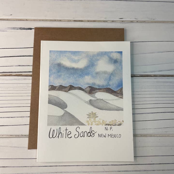 White Sands NP National Park Greeting Card -Blank inside for wholesale by Two Deserts