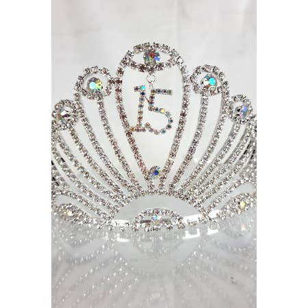 Chicas – wholesale Tiara – Women’s – Jeweled Quinceanera Tiara With Hanging 15 Piece HT908