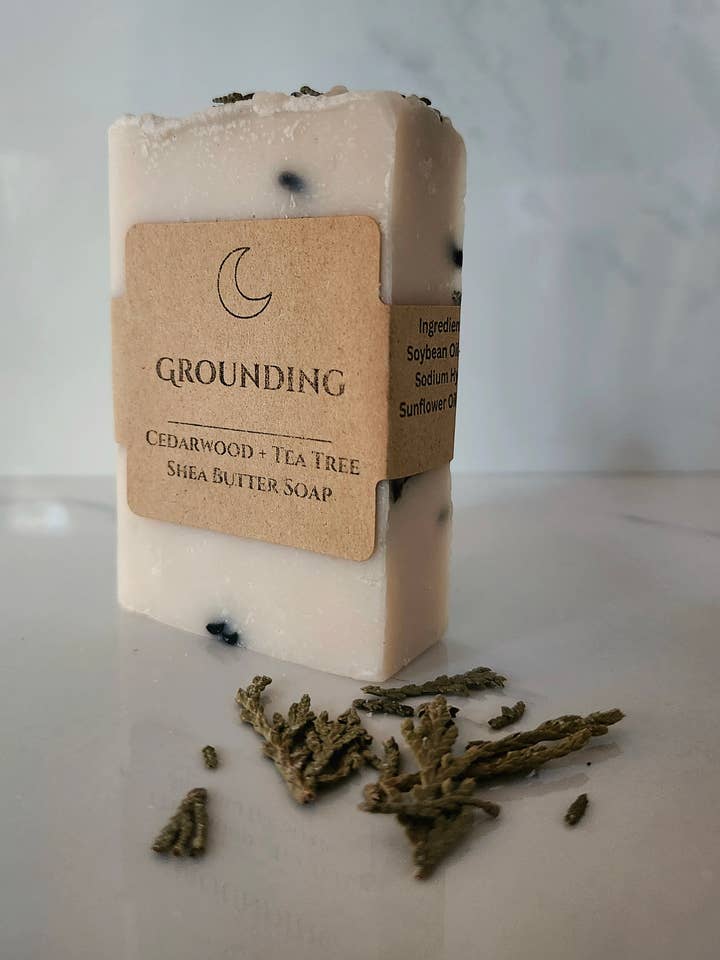 Cedarwood + Tea Tree Organic Shea Butter Grounding Soap for wholesale by Three Witches Tea Shop