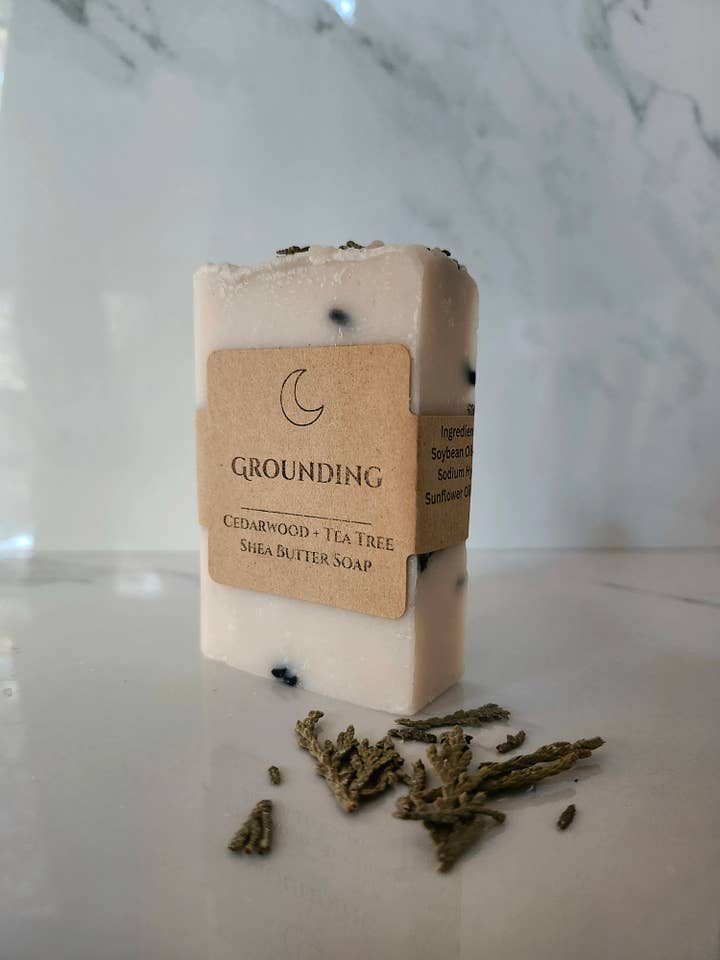 Cedarwood + Tea Tree Organic Shea Butter Grounding Soap for wholesale by Three Witches Tea Shop