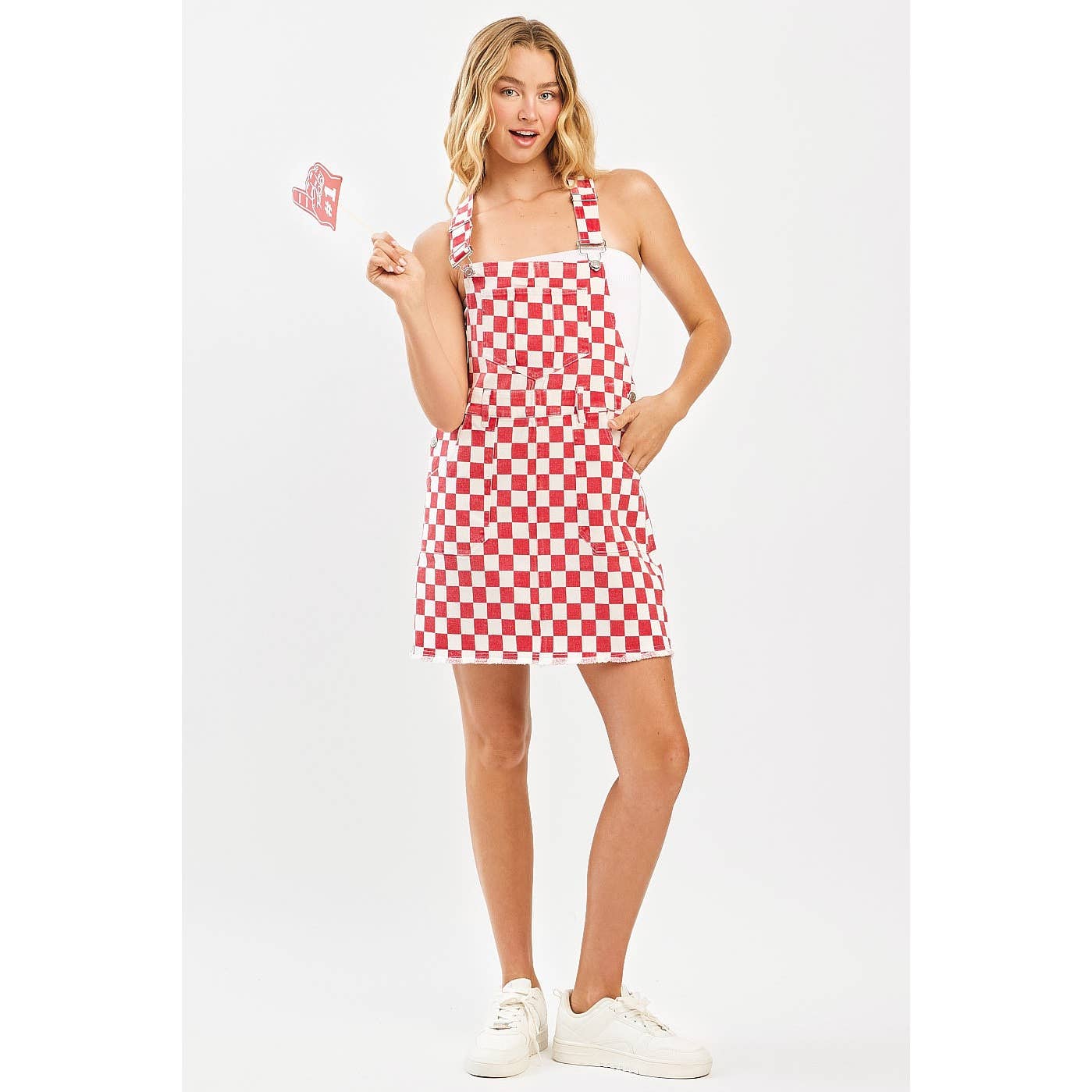 mittoshop - Wholesale Dress - Women's - GAME DAY CHECKERED BIB OVERALL MINI DRESS14