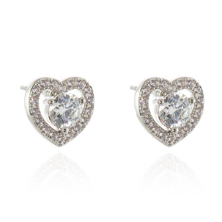 Cora Silver Heart Earrings for wholesale by Cachet London