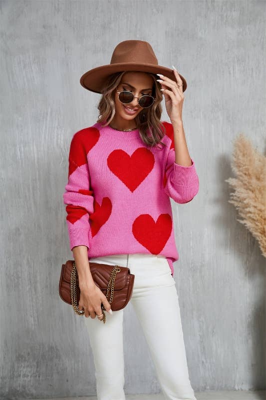 Miss Sparkling – wholesale Knitted jumper – Women′s – Heart sweater3