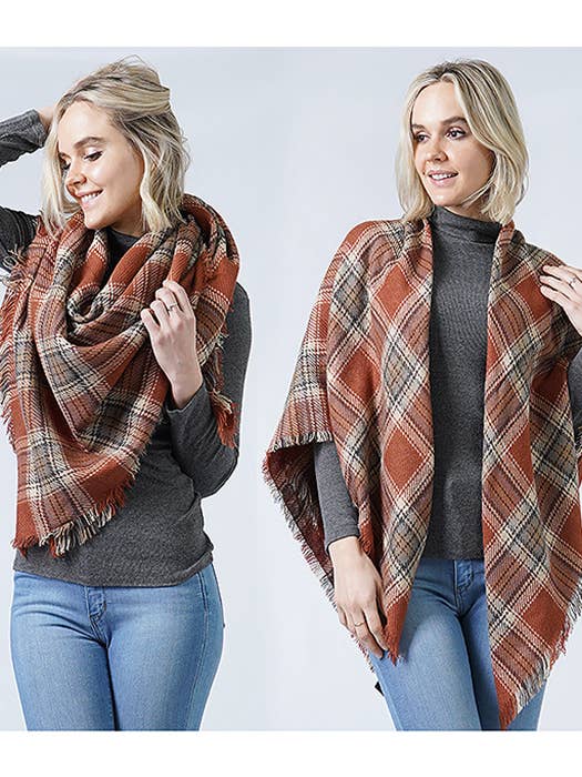 ( #202 ) PLAID BALNKET SCARF OR SHAWL for wholesale by Jewelry Max