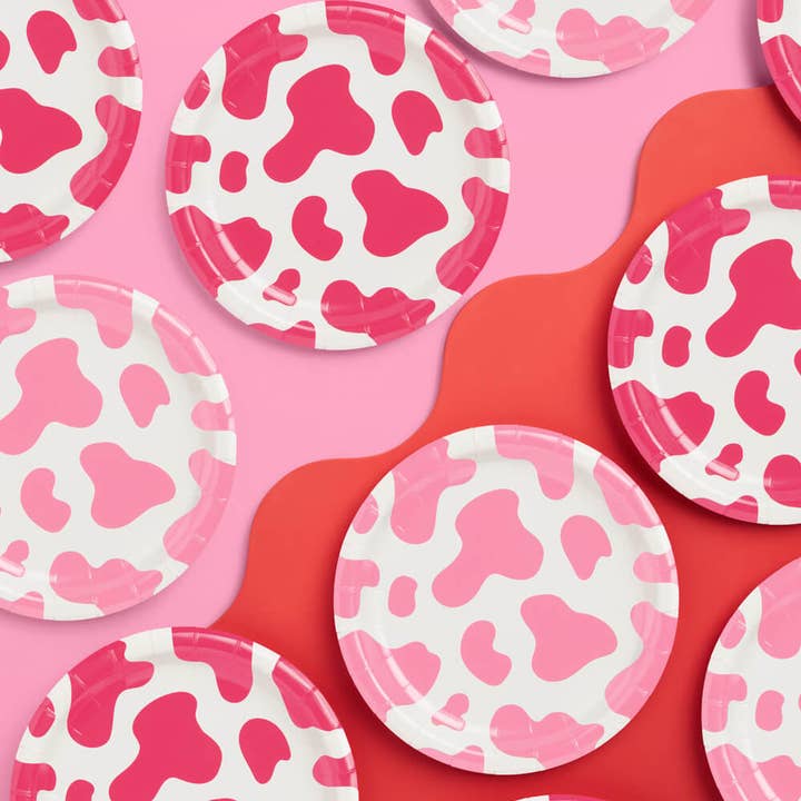 xo, Fetti - Vente Assiette jetable - Assiettes en carton Pink Cow pour enterrement de vie de jeune fille, anniversaire, décoration de rodéo0