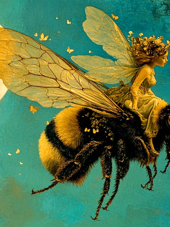 Fada a Cavalgar Abelha - Impressões de Arte de Fadas para Parede – Arte 8″x10″ para Moldura 11″x14″ por atacado de Mowbi