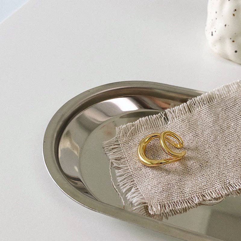 LanLivia - Wholesale Cuff/Wrap Earrings - Unique design double line golden n silver ear cuff-one piece3