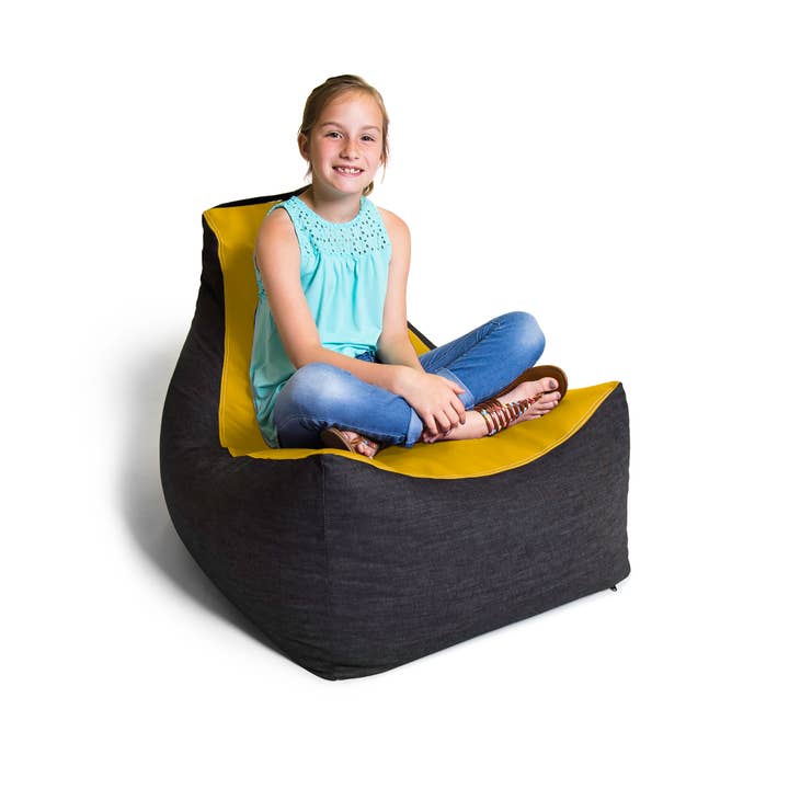 LuvU - Wholesale Chair - Jaxx Pixel Gamer Bean Bag Chair, Premium Vinyl / Dark Denim75
