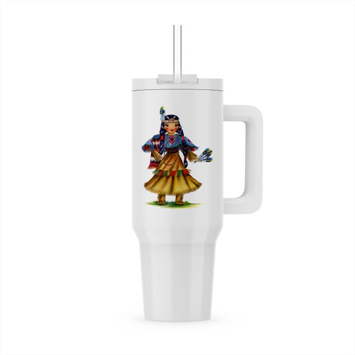 3dRose, Impression de poupée amérindienne rétro, Gobelet pour la vente par 3dRose