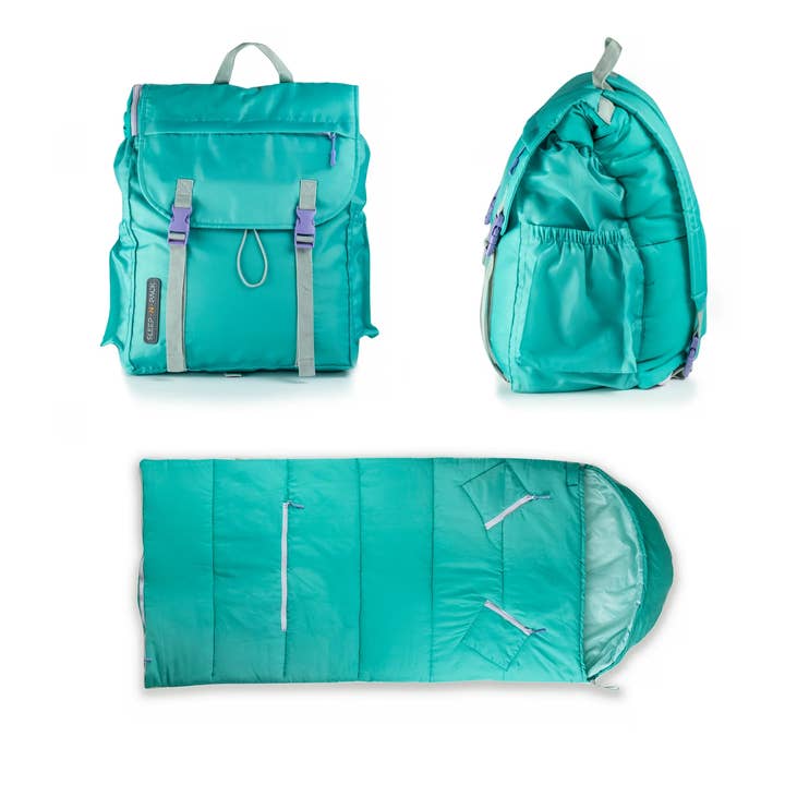 Sleep-n-Pack : sac de couchage pliable, grand enfant de 7 à 12 ans et plus - TeaCup Teal pour la vente par Mimish