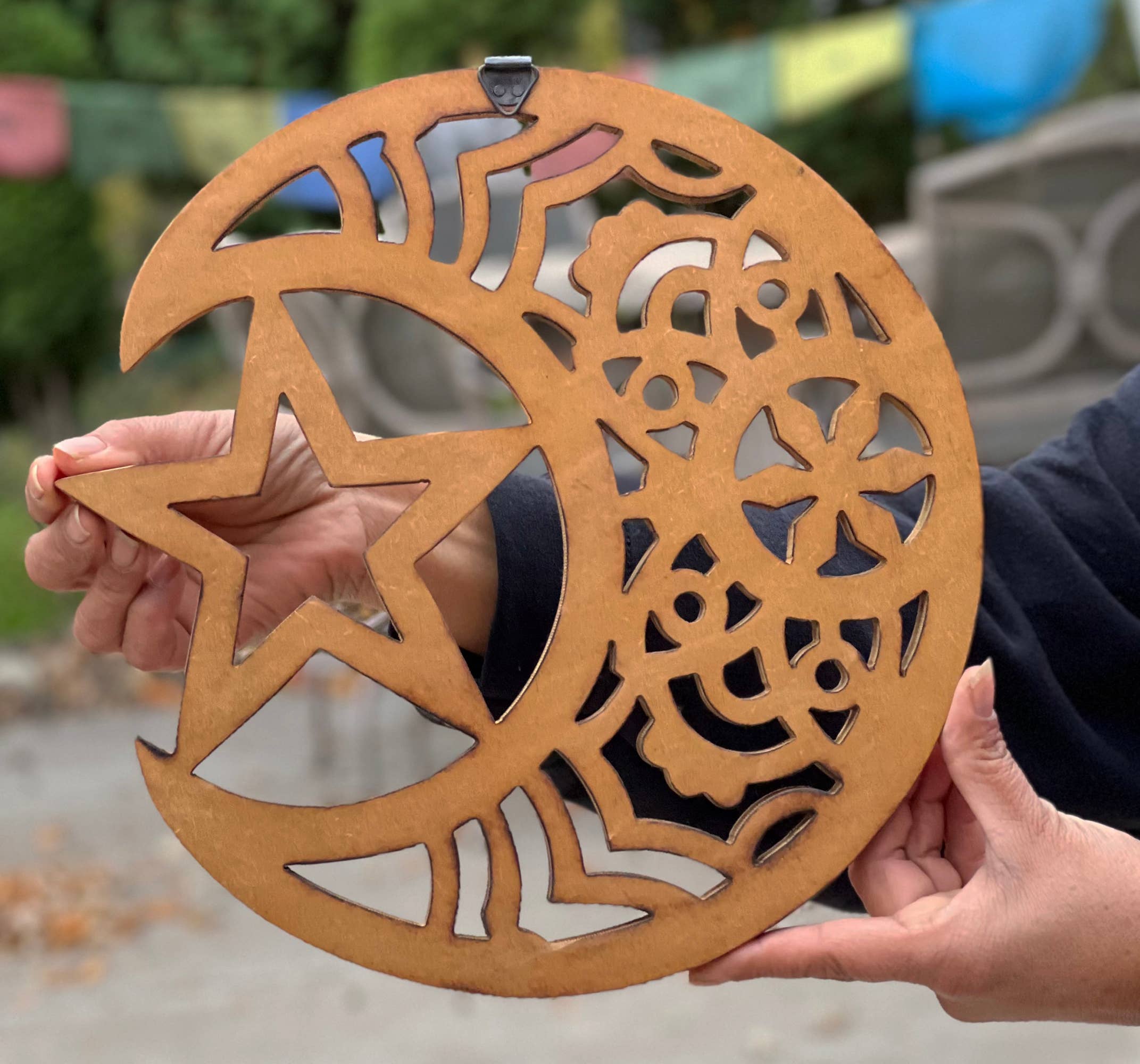 Lungta Imports - Wholesale Wall Accent - Handcrafted Wooden Celestial Star Moon Wall Décor Hanging1