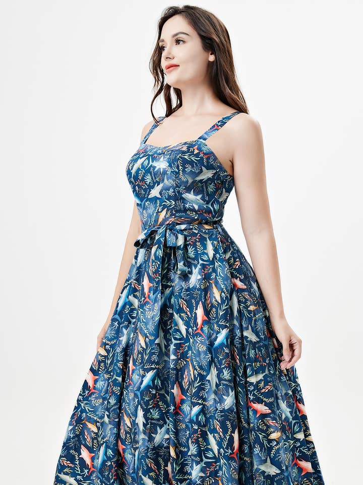 253113 | Lori | Soysilk Swing klänning med fickor för wholesale av Miss Lulo