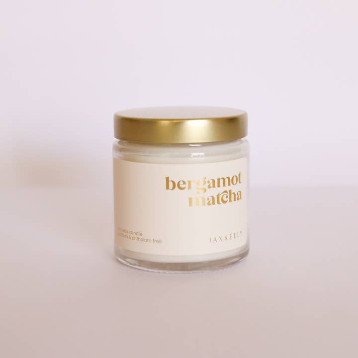 JaxKelly - Wholesale Jar/Filled Candle - 4oz - Bergamot Matcha Candles - Clear