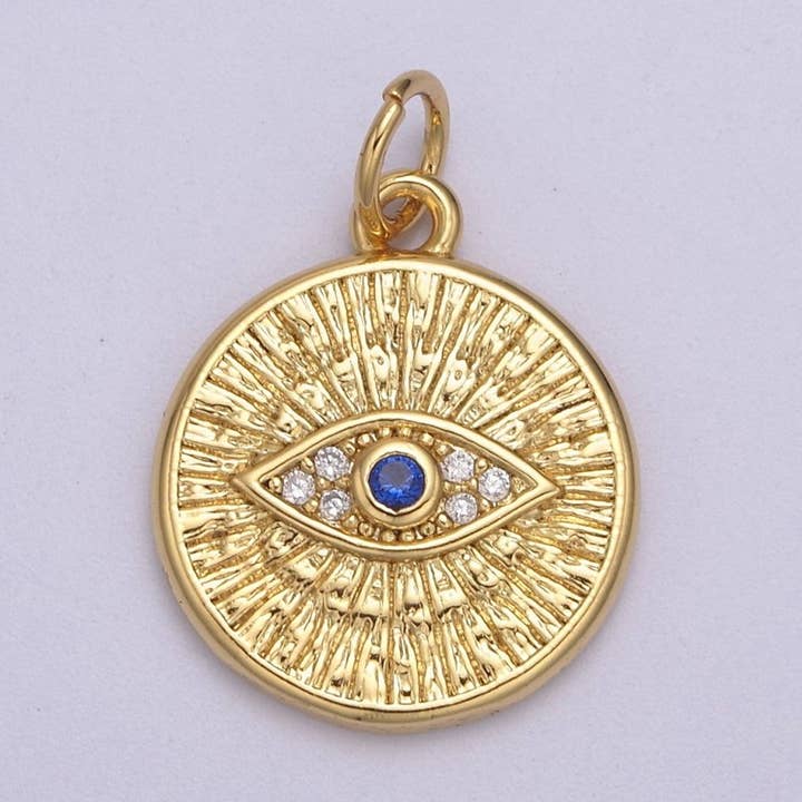 Pendentif Œil Maléfique en Pièce Dorée Délicate N-865 pour la vente par Aim Eternal