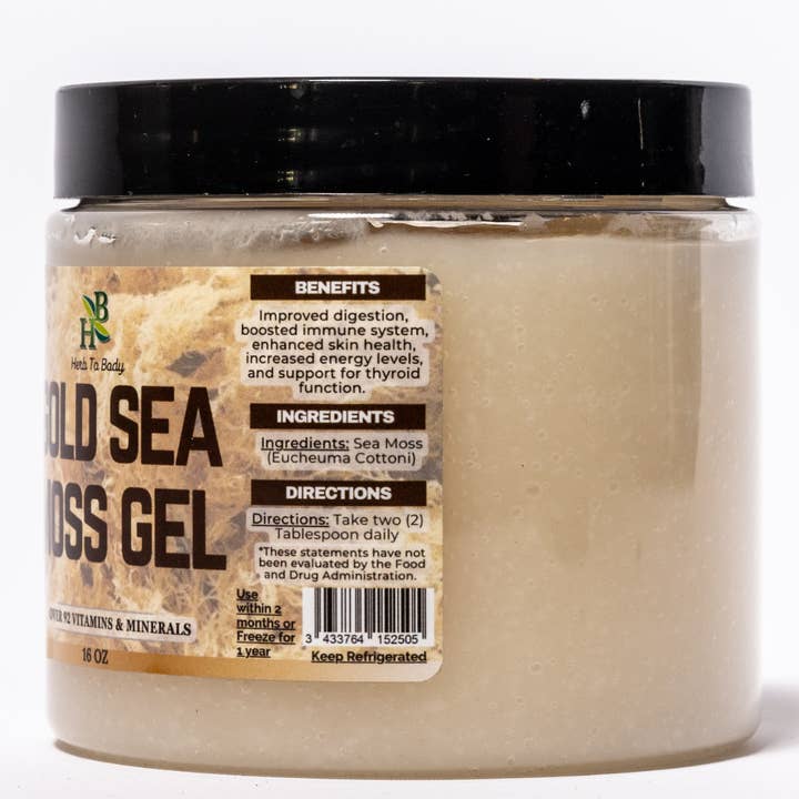 Herb To Body - Wholesale Oral Supplement/Vitamin - Gold Sea Moss Gel Jar - Wildfracted - Non-GMO - Organic3