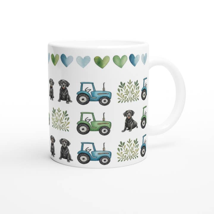 Farm Life Ceramic Mug with Tractors and Dogs - Gift for Farmers for wholesale by Aminelle & Willow