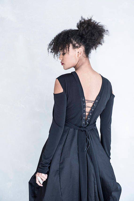 RALELE EOOD - Vendita all'ingrosso Vestito - Donna - Abito nero extravagant taglie forti, stile steampunk, casual2