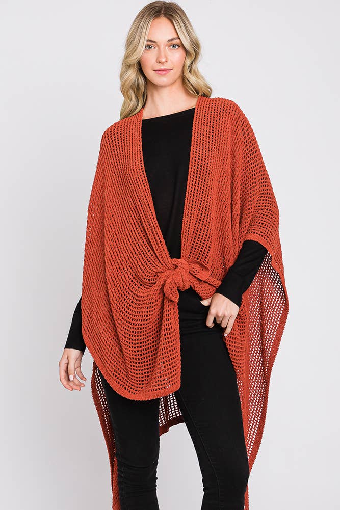 Hana - Wholesale Cardigan - Dames - Solid Chenille Crochet Ruana53